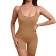 thumbnail image 2 of YTCAMLO Seamless Women Workout Romper One Piece Summer Casual Ribbed Jumpsuit Sleeveless Cross Back Yoga Catsuit Tummy Control Bodycon Shapewear, Khaki M, 2 of 6