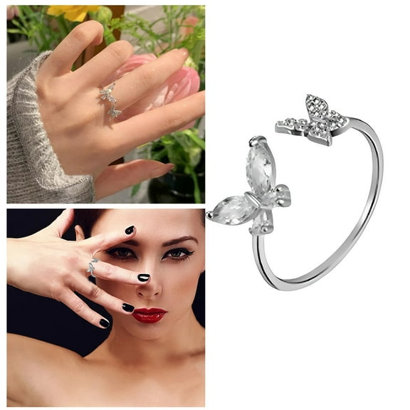 Wentin Reduced Rings Sterling Silver Butterfly Spoon Ring: Women Vintage Antique Flower Thumb Rings Jewelry Gifts For Mom Grandma