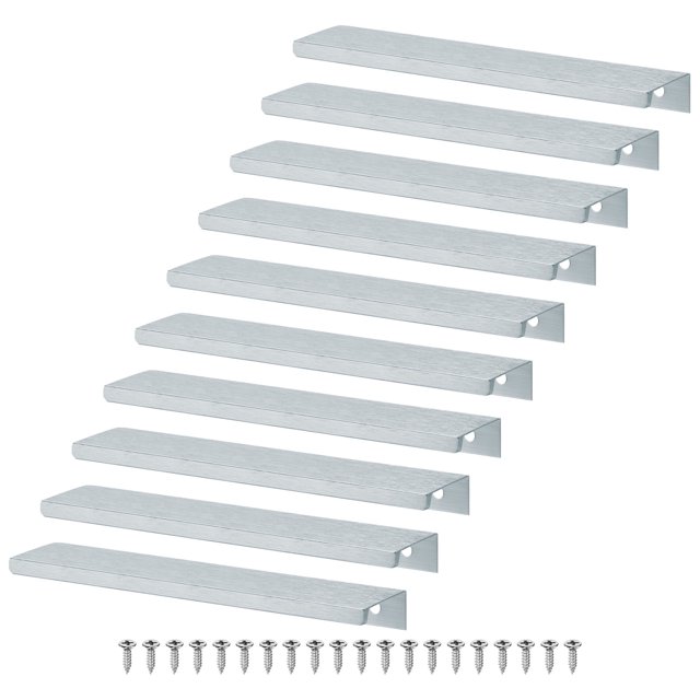 Uxcell 10 Paquete Tiradores de Cajones 5.91" Tiradores de Aluminio con Tab de Ocultación Gris Cepillado