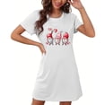 thumbnail image 4 of Chemise de Nuit en Coton pour Femmes, Manches Courtes, Robe de Nuit Douce, Classique, Imprimé, Blanc TG, 4 of 5