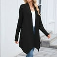 thumbnail image 6 of hoksml Women's Long Solid Color Cardigan Asymmetrical Hem Long Sleeve Knit Cover Up Lightweight Duster Sweater Coat Casual Tops, 6 of 7