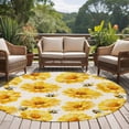 thumbnail image 5 of Golden Chrysanthemum Round Area Rug 5ft, Farmhouse Bees Floral Burlap Washable Non-Slip Circle Rugs for Bedroom Living Room Kitchen, Soft Low Pile Carpet for Dining Room Playroom Nursery, 5 of 9