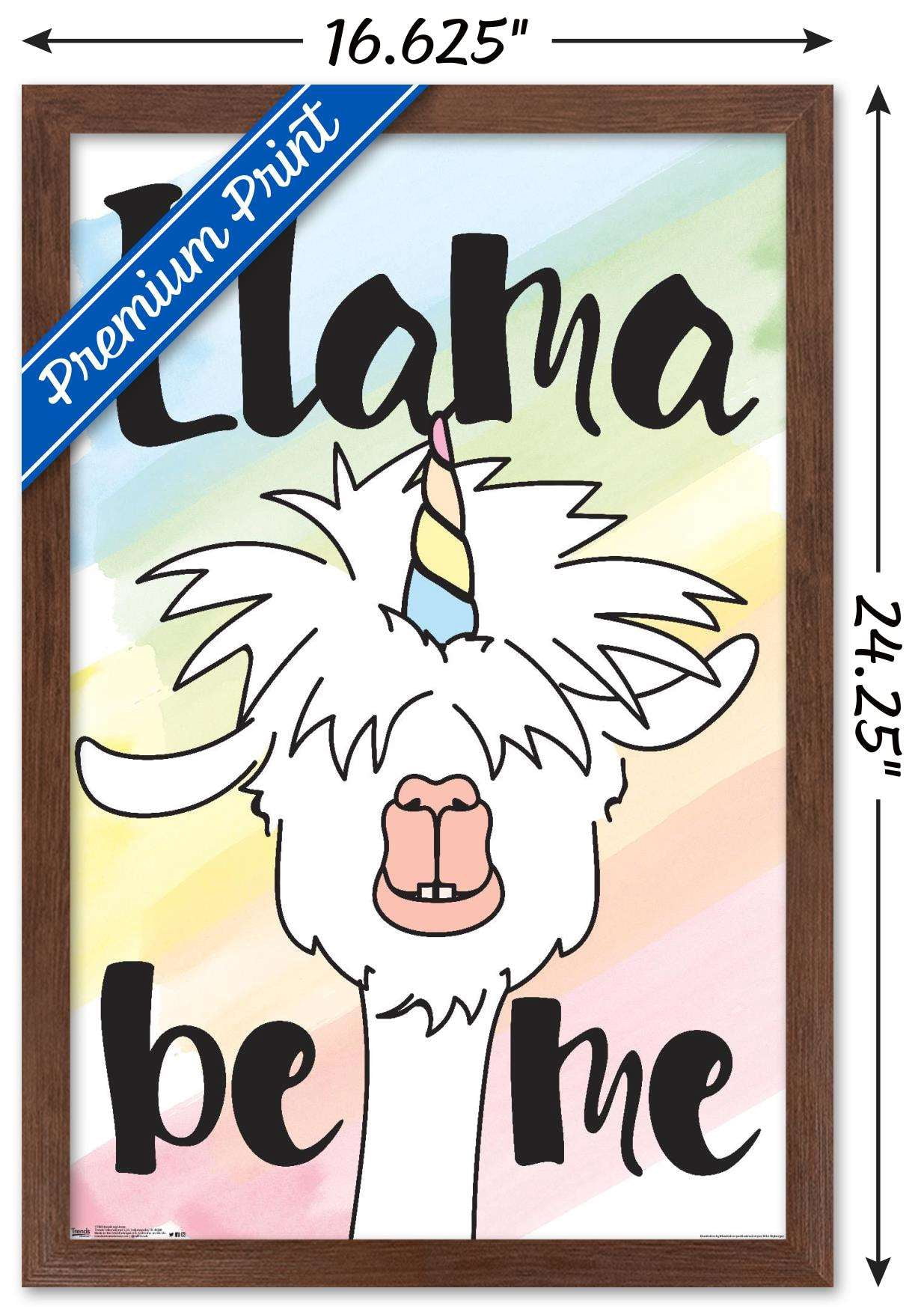 Inspiring Llama - Llama be me Wall Poster, 14.725" x 22.375", Framed