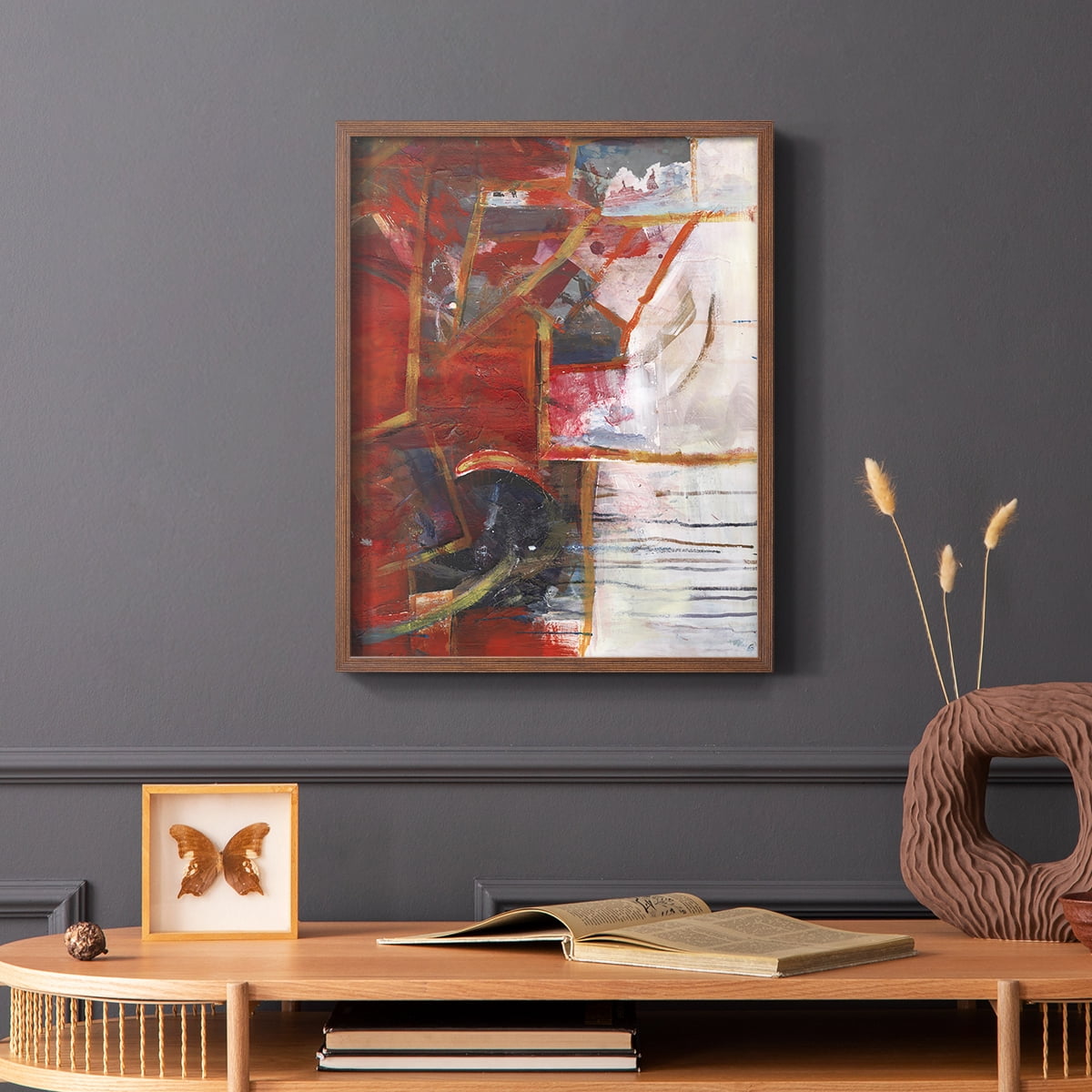 City Life IV Framed Print in Brown Solid Wood Framed Print No Nail Hanging