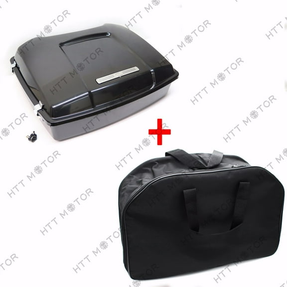 HTTMT- Unpainted Black Tour Pak Pack Trunk w/ Lock & Liner Bag For Harley Touring 97-08