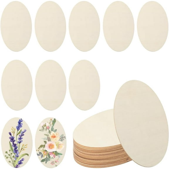 20Pcs Wooden Oval Cutouts Unfinished Wood Blanks 5.9 x 3.9 Inch Old Lace Natural Thin Hanging Art Painting Tags Signs Sheets Ornaments for Christmas Party Wedding Craft Project DIY Decoration 30pcs