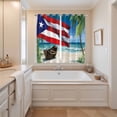 thumbnail image 3 of Curtains 63 Inch Length 2 Panels, Puerto Rico Flag Sea Grommets Window Treatment Curtain, Beach Palm Trees Boat Nautical Thermal Curtains Drapes for Living Room/Bathroom, 3 of 9