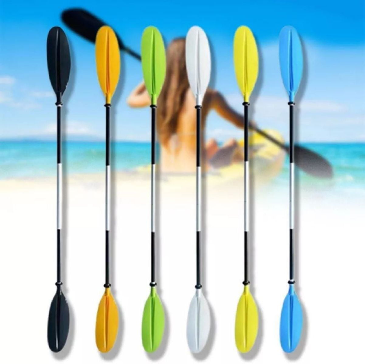 LUVCMFT 87inch Aluminum Kayak Canoe Paddle Double-Ended Detachable Canoe Paddle Boat Oars Green