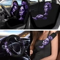 thumbnail image 2 of Jeiento Purple Devil Girl Rose Car Seat Cover Set Auto Steering Wheel Cover Seat Belt Strap Pads Cup Holder Trash Bag Air Vent Storage Pocket Keychain 12 Piece Automobile Accessories Universal Fit, 2 of 7