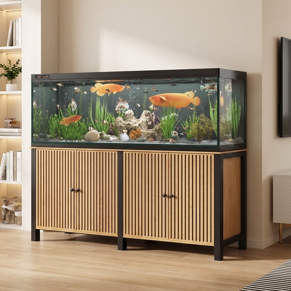 Belnest 72 inch 75-120 Gallon Fish Tank Stand with Storage Cabinet and Power Outlet, Heavy Duty Aquarium Stand for Fish Tank, Reptile Tank Stand