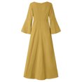 thumbnail image 5 of BangWanChi Summer Dresses for Women 2024 Long Dresses for Women Dresses for Women Women Versatile Comfort Temperament Solid Color Long Sleeved Round Neck Dress, 5 of 6