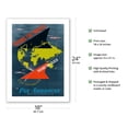 thumbnail image 2 of Round the World Round the Clock - via Pan American World Airways - Vintage Airline Travel Poster by Loweree c.1955 - Bamboo Fine Art 290gsm Paper Print (Unframed) 18x24in, 2 of 4