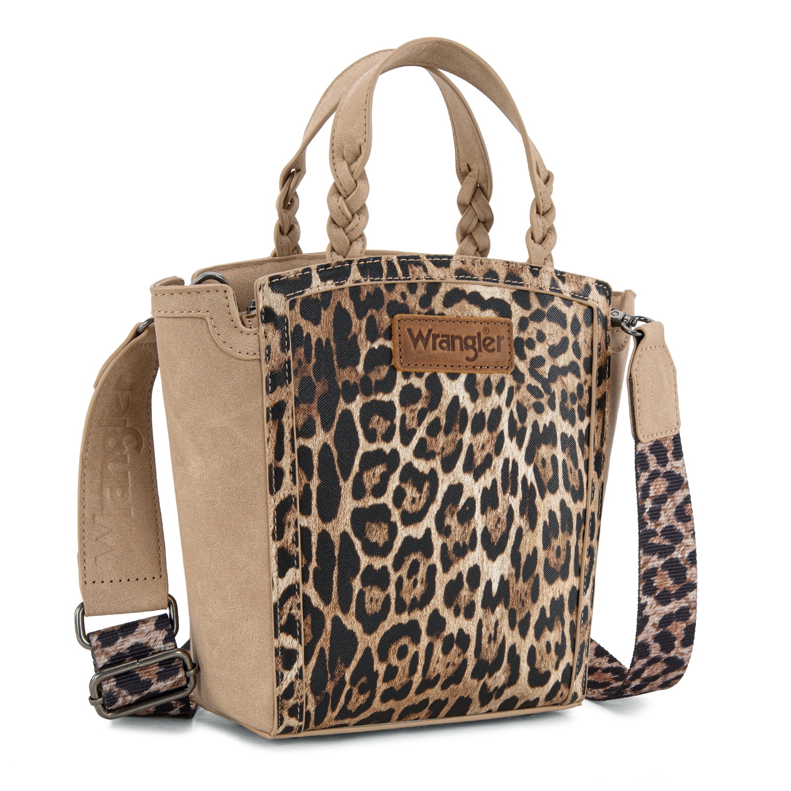 Wrangler Purse for Women Animal Print Crossbody Bags Top-Handle Shoulder Bag Leopard Print Handbag for Everyday Casual Use, Tan