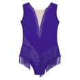 thumbnail image 5 of TiaoBug Kids Girls Sleeveless Fringed Rhythmic Gymnastics Dance Leotard Figure Skating Jumpsuit Purple 12, 5 of 6