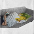 thumbnail image 6 of Cartoon Soft Flannel Fleece Throw Blanket, Mother Duck Babies Walking and Singing on the Meadow Flowers, Cozy Plush for Indoor and Outdoor Use, 50" x 70", Mustard and Pale Blue, by Ambesonne, 6 of 6