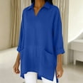 thumbnail image 4 of Bixock Women's Maternity Tops Long Sleeve Shirts V Neck Cotton Linen Loose Pregnant Casual Blouse with Pockets Soft Breathable Daily Wear Maternity Clothings, 4 of 7