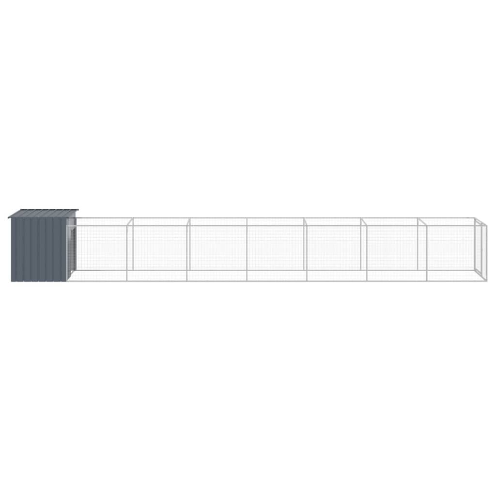 vidaXL Dog House with Run Outdoor Dog Kennel Cage Shelter Galvanized Steel