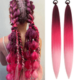 thumbnail image 6 of Red Ponytail Extensions Hair Tinsel, Braiding Hair With Rubber Band for Girls Accessories Shiny Rave Crazy Hair Extensions Daily Party Festival Halloween Using 27.5 inch, 6 of 6