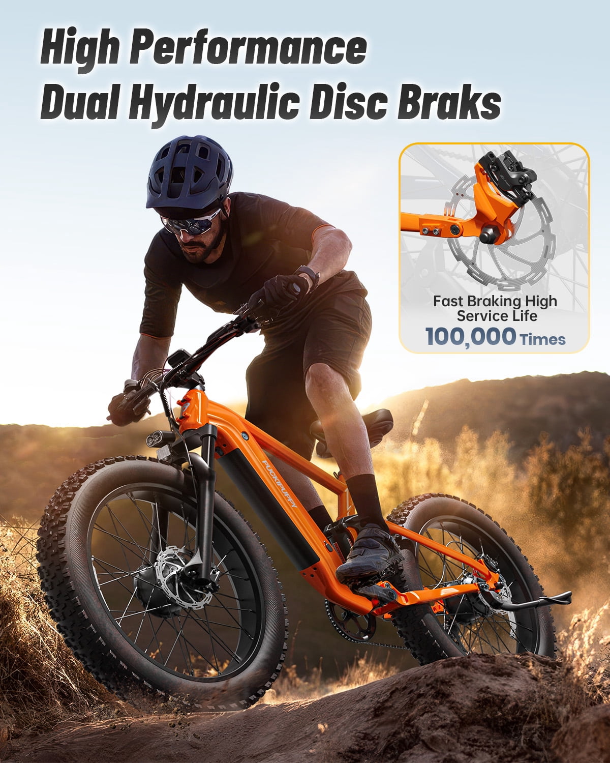 PUCKIPUPPY Electric Bikes for Adults Dual Motor E Bike 28 mph 1600W Peak 80Miles Range 26" Fat Tire Ebike 48V 20AH Battery E-Bike Full Suspension E-Mountain Bikes 8 Speed, Comply with UL2849 by SGS
