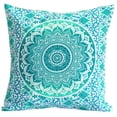 thumbnail image 1 of Stylo Culture Indian Sofa Throw Pillow Cover 16x16 Printed Floral Green Traditional 40x40 cm Home Decor Cotton Mandala Ombre Square Cushion Cover | 1 Pc, 1 of 3