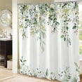 thumbnail image 4 of Eucalyptus Plant Rustic Shower Curtain, Watercolor Leaves On The Top Country Farm House Shower Curtain, Spring Botanical Bathroom Curtain 72 ×72 Inch, 4 of 6