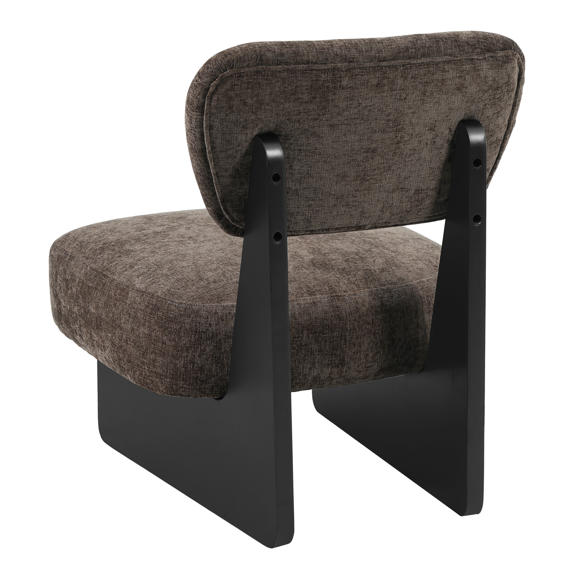 Leumius Set of 2 Modern Lounge Chair with Polyester Upholstery, Sturdy Wood Base With Walnut Finish, Minimalist and Stylish Accent Seating for Living Room Bedroom Office Black+Dark Brown