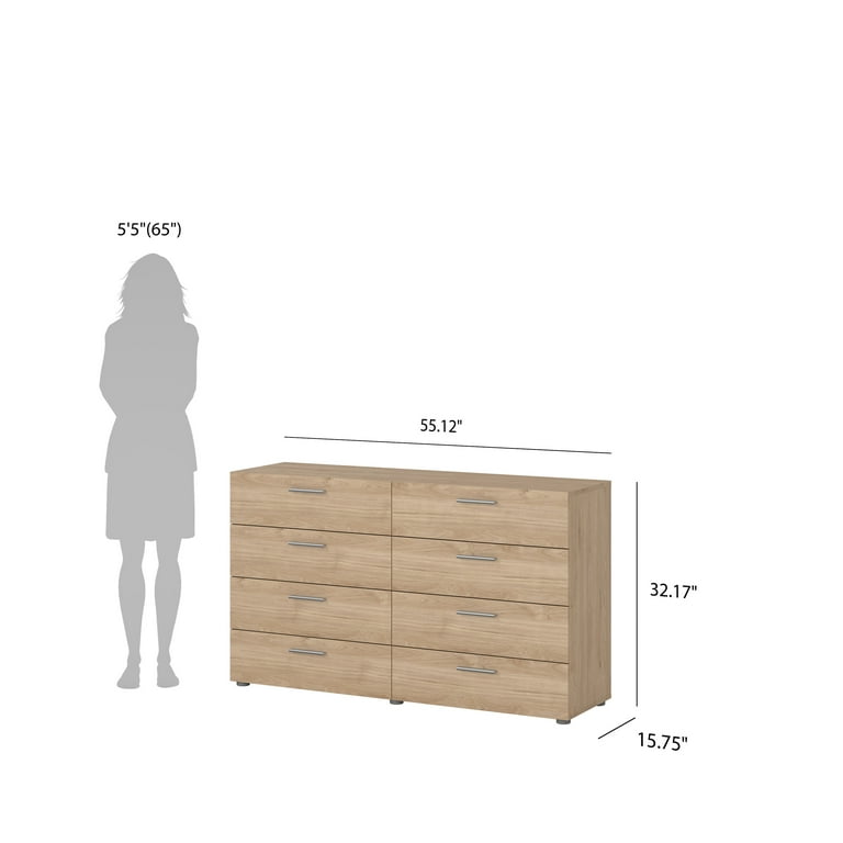 tue Tvilum Loft 8 Drawer Double Dresser for Adults, Jackson Hickory