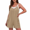 thumbnail image 5 of CQONEPT Womens Rompers for Summer Casual Loose Sleeveless Overalls Strap Jumpsuit Vacation Beach Outfits Khaki S, 5 of 6
