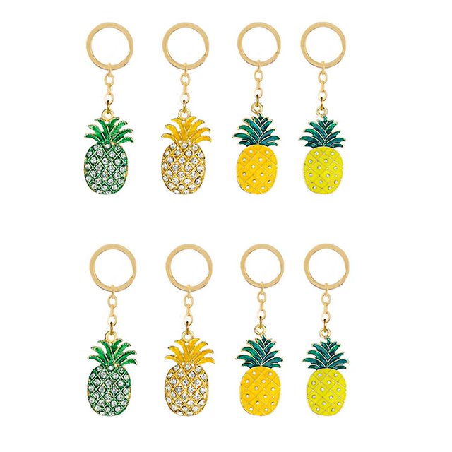 Piezas de llavero Con forma de piña y diamantes de imitación XCF adorno decorativo para colgar llaves