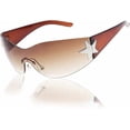thumbnail image 1 of Y2K Sunglasses for Women Trendy Rimless Futuristic Wrap Around Sun Glasses Star Glasses Oversized Black Shades 209, 1 of 4