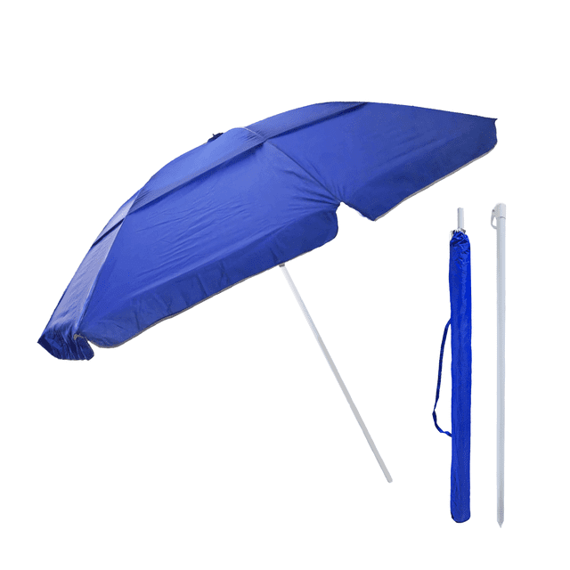 Sombrilla de Playa 50" con Rompevientos y Altura Ajustable azul Grande