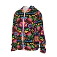thumbnail image 3 of Goofa Colorful Floral Embroidery Mexican Printed Women's UPF 50+ Sun Protection Hoodie Jacket Lightweight Long Sleeve Sun Shirt for Women with Pocket Hiking Outdoor-X-Large, 3 of 9