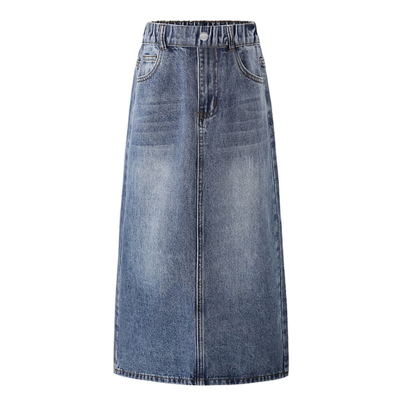 Blue Denim Mid Length Skirt For Girls 2025 Spring New Casual Denim Bottom