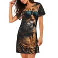 thumbnail image 2 of Gukieu Dapper Cat in Sunglasses Print Women's Nightgown, A-line Round Neck Short-sleeved Nightgown Pajamas Home Wear Suitable for Home and Outing, 2 of 6