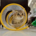 thumbnail image 3 of Cat Tunnel Toy, Foldable Mesh Channel with Feather Mouse and Sisal Ball, Interactive Self-Play Toy for Cats Pink, 3 of 8