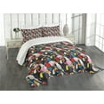 thumbnail image 3 of Ambesonne Animal Quilted Bedspread Set 3 Pcs, Colorful Exotic Birds, King Size, Multicolor, 3 of 5