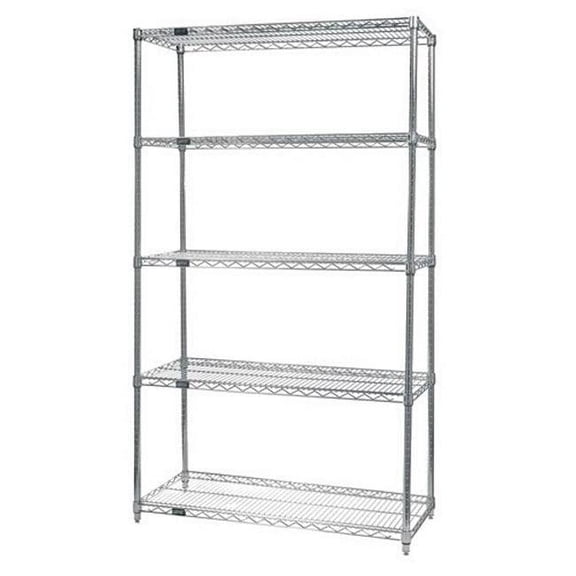 Wire Shelving 5-Shelf Starter Units - Chrome, 21 x 60 x 74 in. - Chrome