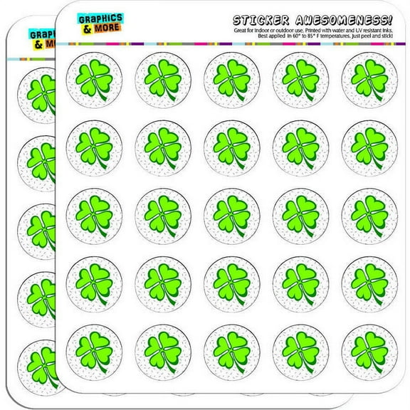 Lots of Luck Lucky Irish Four Leaf Clover 50 1" Planner Calendar Scrapbooking Crafting Stickers
