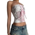 thumbnail image 6 of Lnzyyephy Women's Summer Skinny Tube Tops Sleeveless Off Shoulder Floral Print Bandage Bandeau, 6 of 8