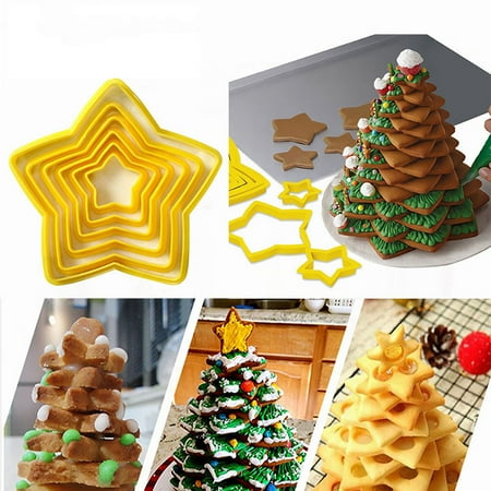 

6Pcs/set Christmas Tree Cookie Cutter Stars Shape Cake Biscuit Cutter Mold