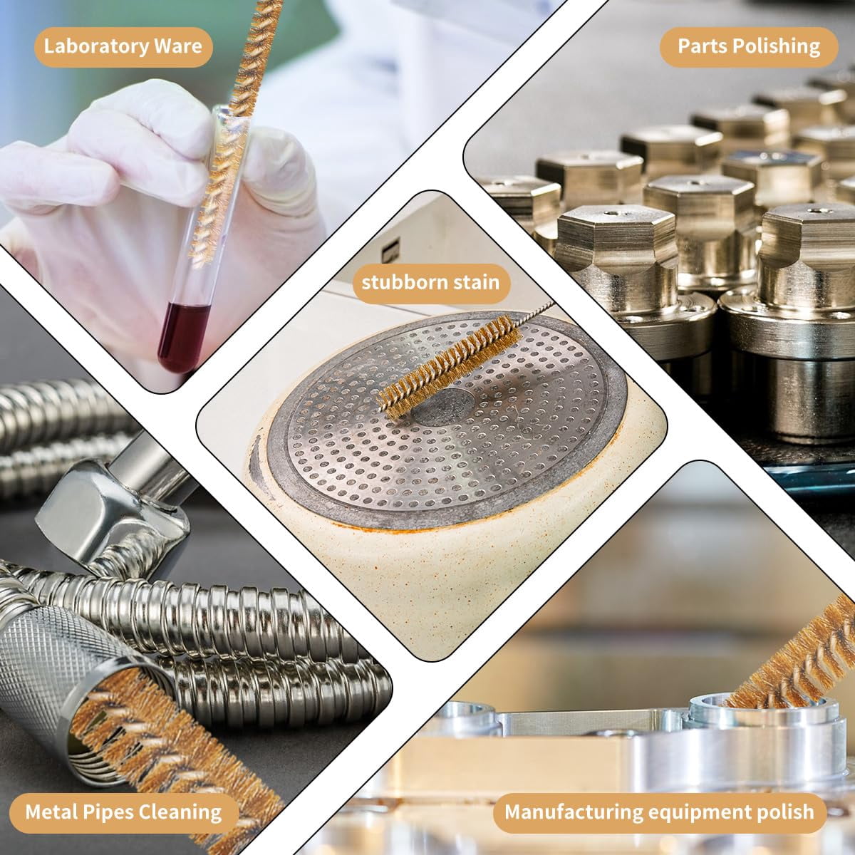 7-Pieces Brass Wire Bottle Brush Brass Pipe Cleaner, 12 Inch Long Wire Brushes for Cleaning Metal, Tubes, Bottle, Auto Parts (6mm/8mm/10mm/12mm/15mm/18mm/20mm)