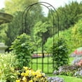 thumbnail image 2 of Resenkos Garden Arch Plant Support Trellis,89.25" Metal Garden Arch with Gate, Garden Arbor Trellis, Black, 2 of 11