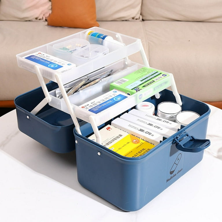Large Capacity Family Medicine Organizer Box Portable Medicine