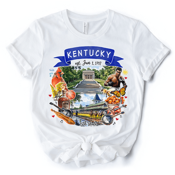 Artistic Kentucky State Themes and Landmarks T-Shirt, Tee for History and Travel Lovers