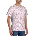 thumbnail image 2 of Bixox Men's Cute Rabbit Flower Printed Short Sleeve Skinny Athletic T-Shirt, 2 of 6