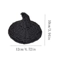 thumbnail image 2 of Handmade Rattan Woven Witch Hat Halloween Decor, Natural Straw Craft Hat Ornament, Rustic Farmhouse Spooky Decor for Tabletop Shelf Mantel Porch Fall Home Decoration Display Prop, Black, 2 of 4