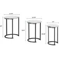 thumbnail image 6 of Set of 3 Round Living Room End Tables – Modern Faux Marble Top and Black Metal Base Nesting Tables or Nightstands (White), 6 of 8