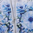 thumbnail image 5 of frariair Women's Floral Print Full Zip Hooded Jacket Long Sleeve Oversized Sweatshirt With Pockets For Fall Fashion Sky Blue L, 5 of 8