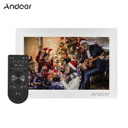 Andoer 10inch Digital Photo Frame Full View IPS Screen 1080P Advertising Machine 1200 * 800 Resolution Support Random Play with Remote Control Christmas Birthday (Best Way To View Digital Photos)