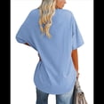 thumbnail image 3 of Camiseta Básica de Corta con Cuello en V Azul L, 3 of 5